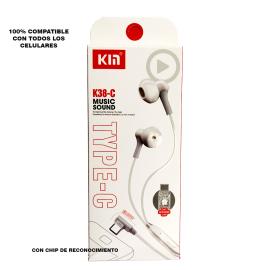 AURICULARES MANOS LIBRE TIPO C KIN 38C