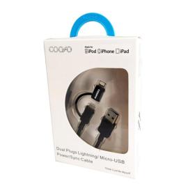 CABLE CERTIFICADO IPHONE 2 EN 1 CON MICRO USB