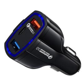 CARGADOR AUTO 7A USB 3.0 + USB C PD