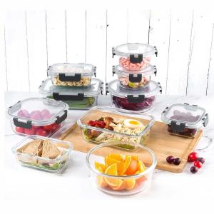 SET 12 RECIPIENTES VIDRIO TAPA HERMÉTICA